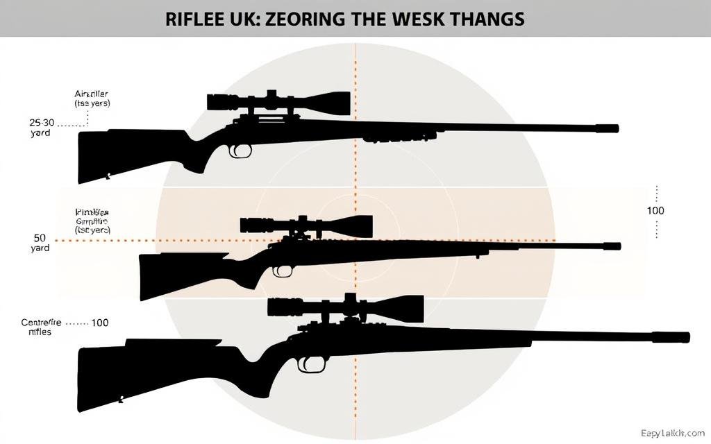 Diagram showing optimal zeroing distances for different rifle types in the UK