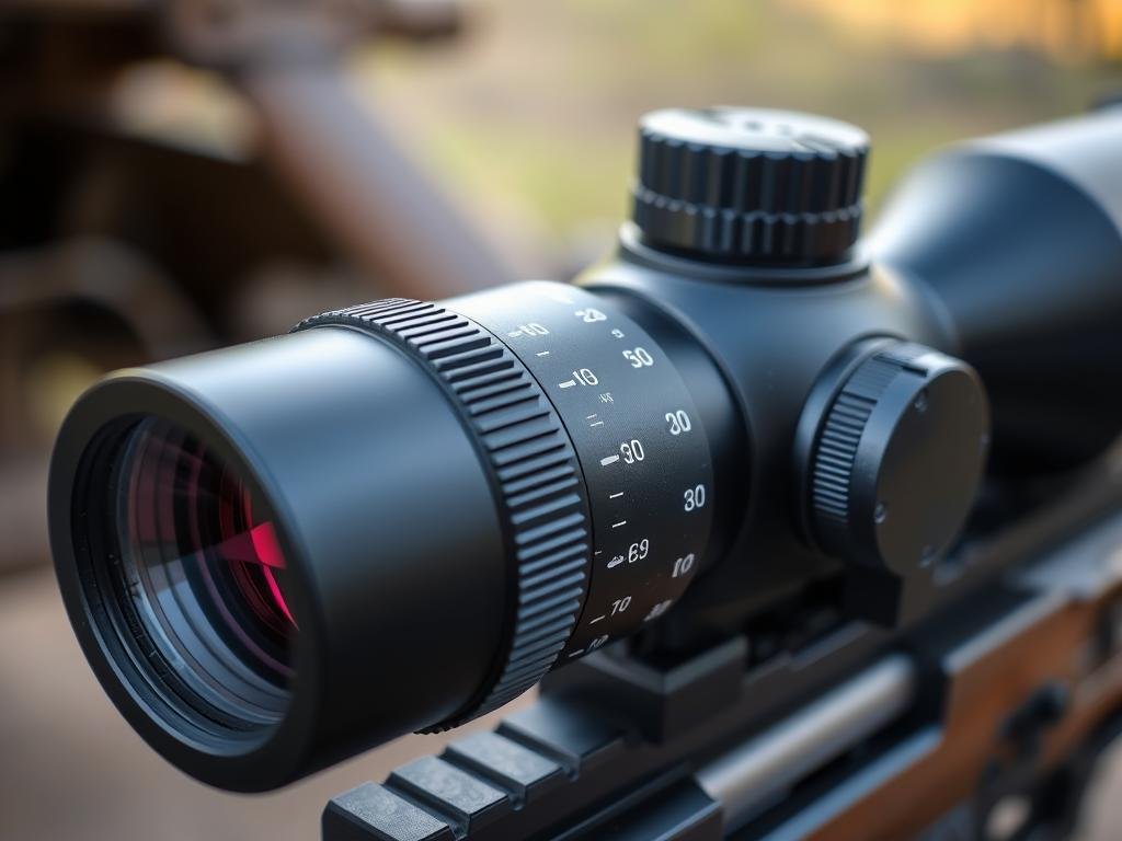Standard rifle scope with magnification markings clearly visible